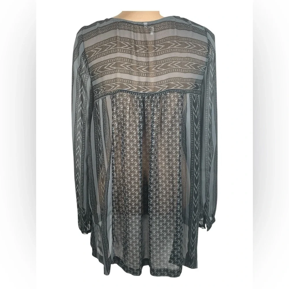 Free People Feather in the Wind‎ Sheer Beaded Boho Tunic Top Blouse XS